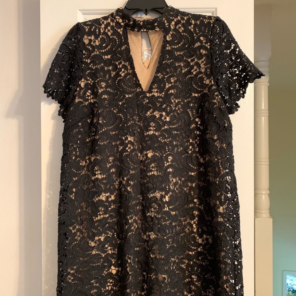 Lace cocktail dress. Great for holiday parties!